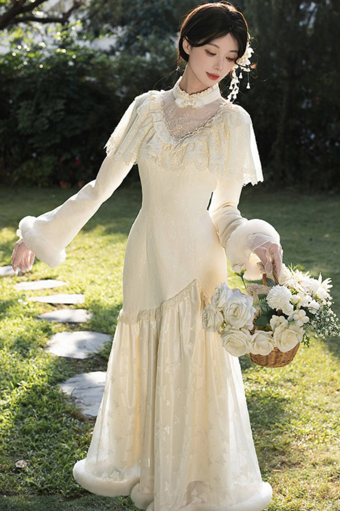 Rouge Snow Fishtail Dress + Flared Dress + Hat + Clip