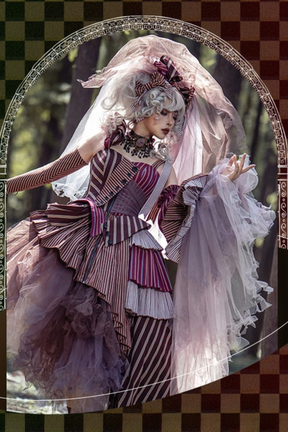 【予約商品】ストライプグリッドファンタジードレスセット＋アシメチュールスカート＋ベール