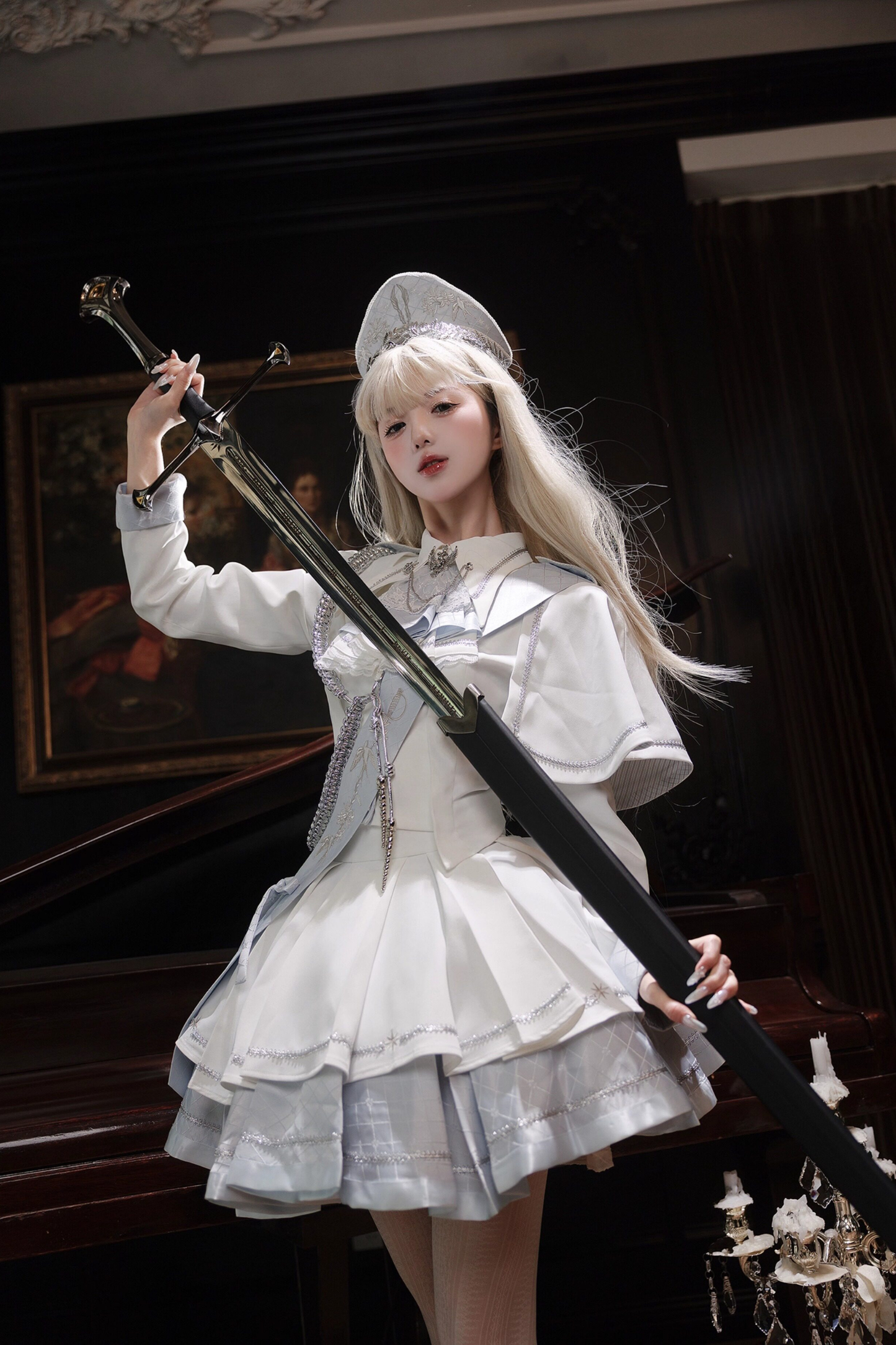 위치스 샤이닝 로리타 탑 + 스커트 + 보닛