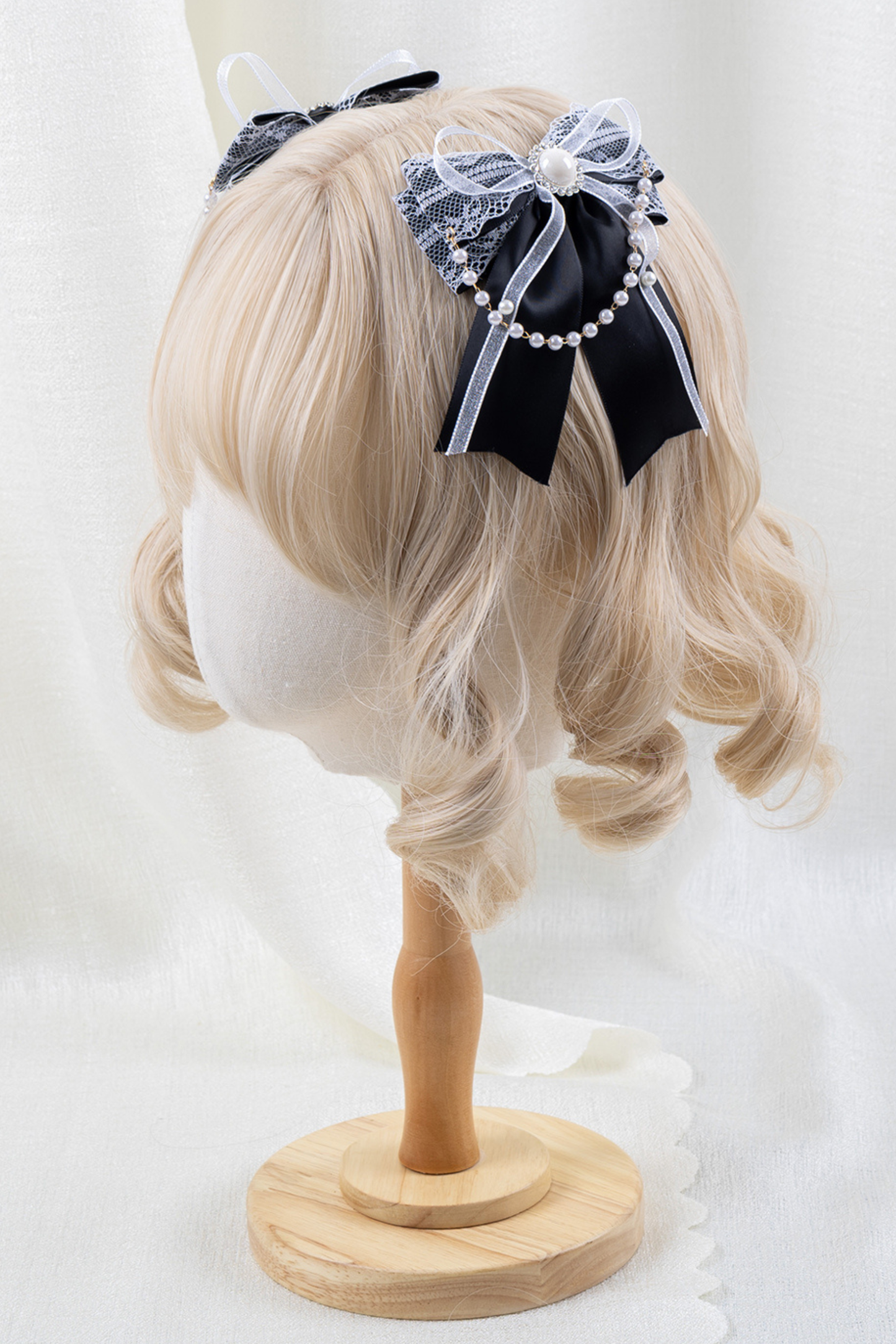 エレガントロリータボンネット+ヘアバンド+リボンクリップ+ハットクリップ+スリーブ