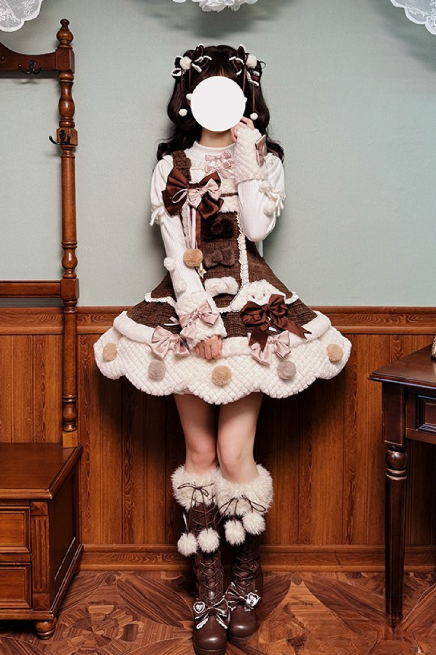 [Deadline for reservations: December 8] Floss Sugar Rabbit Fur Ball Ribbon Suspender Dress