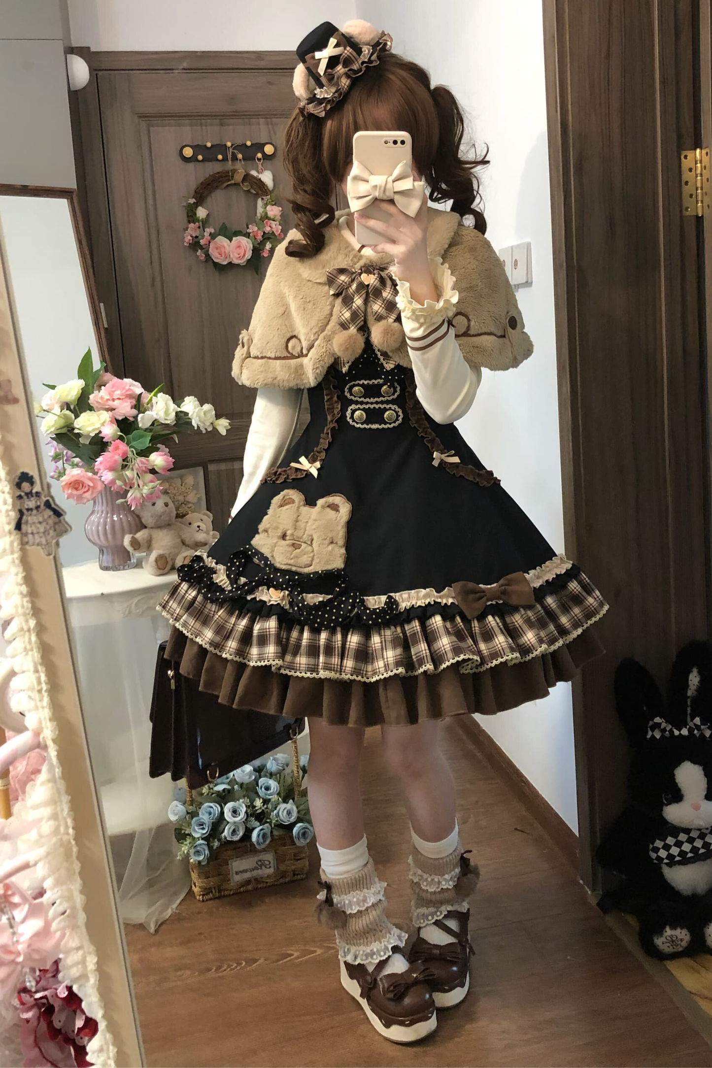 Bear Lolita Jumper Skirt + Top + Cape + Hat