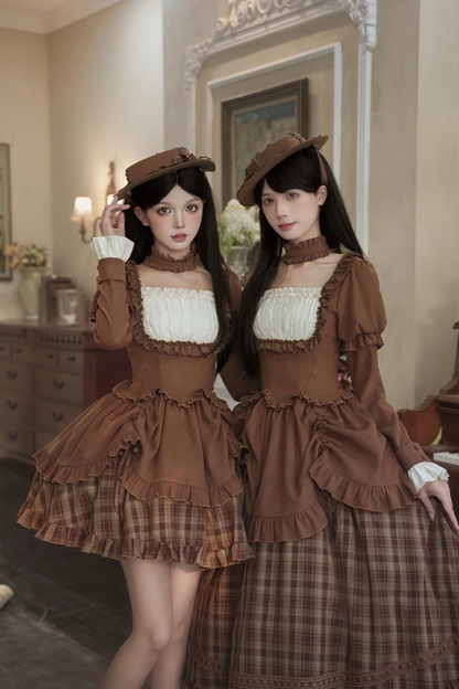 スイートチェックドールドレス＋2WAYリボン＋リボン＋ハット