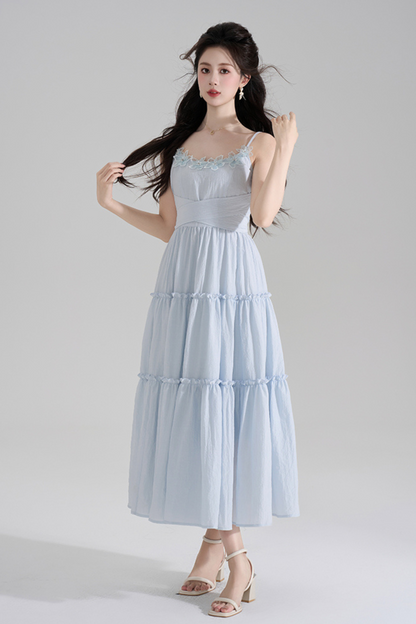 Romantic French Long Dress + Short Cardigan