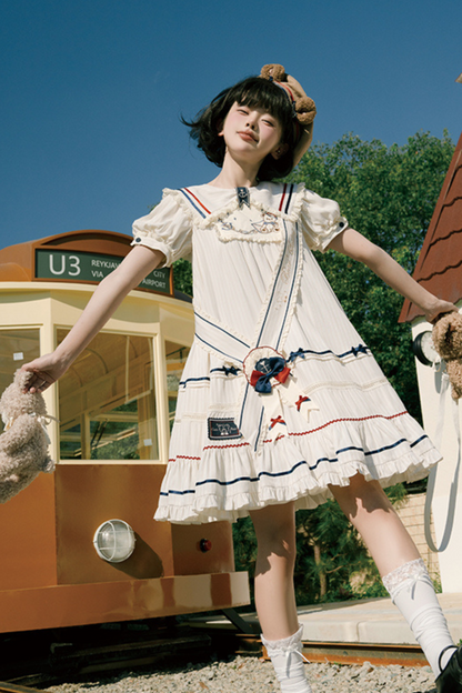 [Reservation Item] Marine Bear Design Doll Lolita Dress + Tie Top