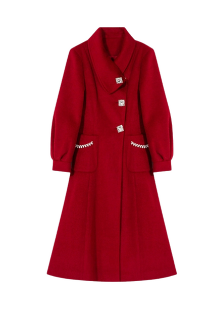 Retro Girl Flared Wool Coat