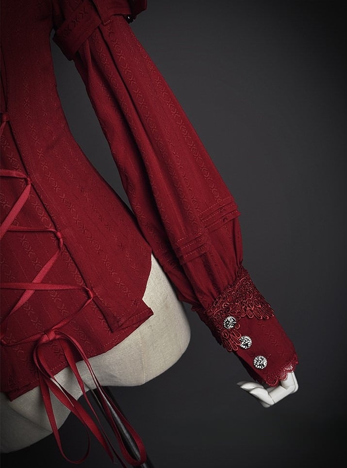 【2月23日予約締切】ドーンブレイカーゴシックフリルスタンドカラージャカードリボンシャツ