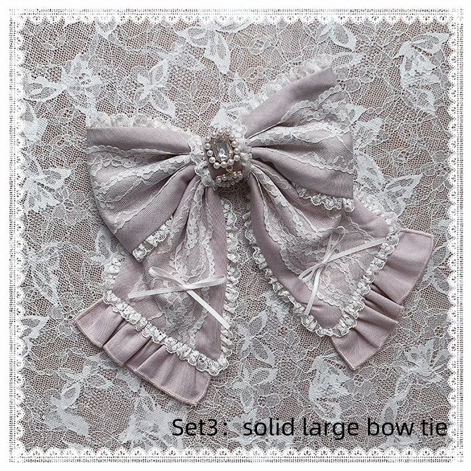 【8月30日予約締切】Pink and white rabbit print lace sailor collar Op dress +pleated dress skirt set＋ 3 Styles of Bow Tie Available