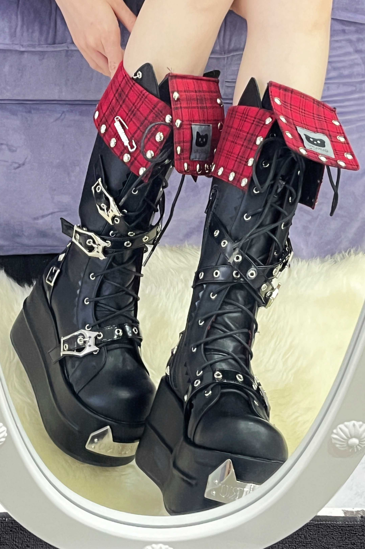 Punk rock check subcurmy dayum boots