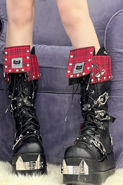 Punk rock check subcurmy dayum boots