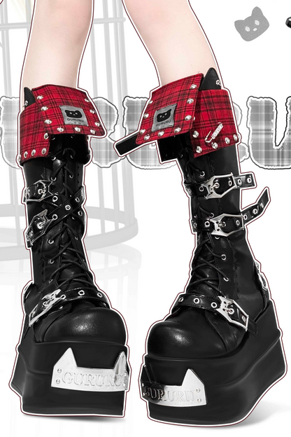 Punk rock check subcurmy dayum boots