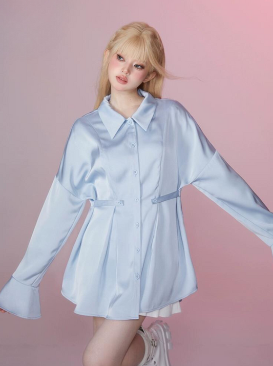 ベイビーサテンウエストマークシャツ