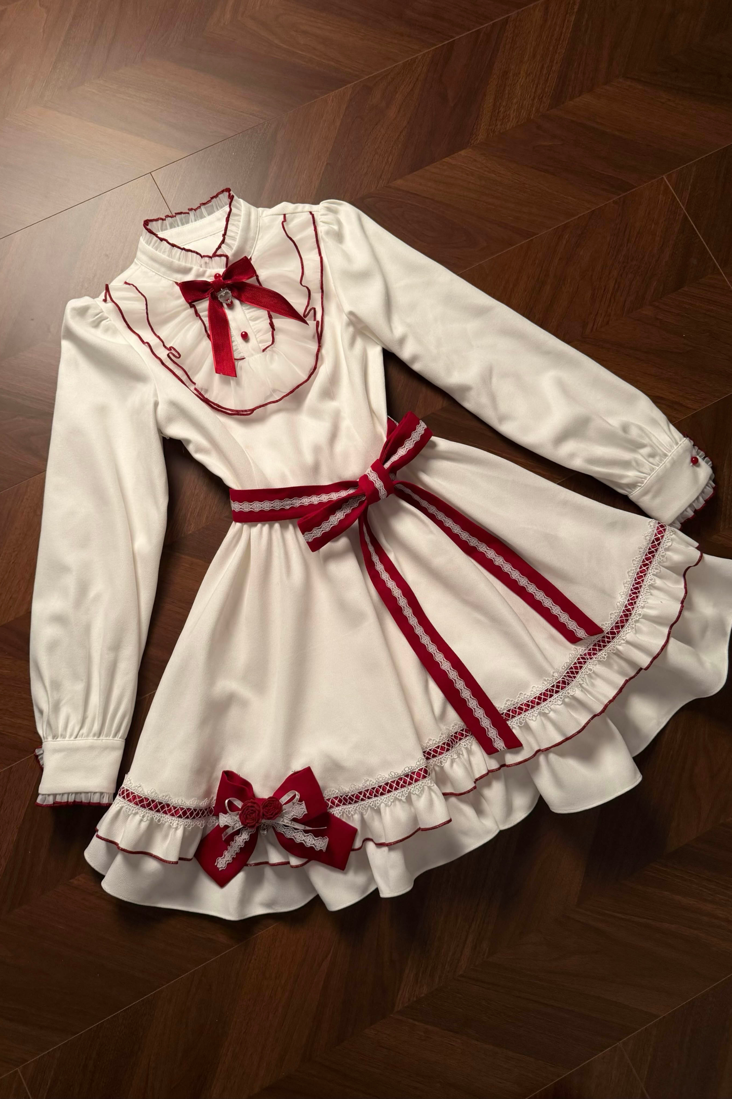 レッドウィッシュリボンドレス+ケープ