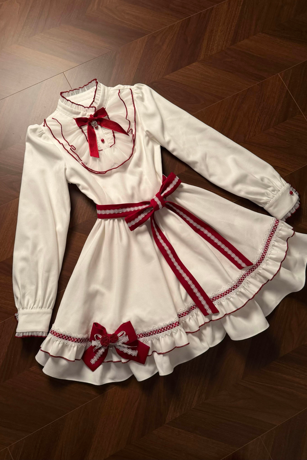 レッドウィッシュリボンドレス+ケープ