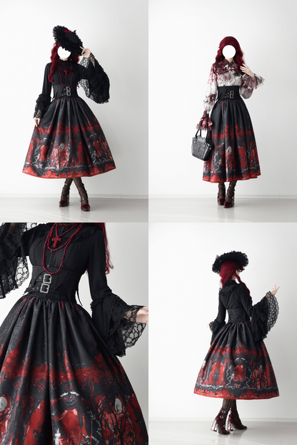 [Vorbestellung bis 29. März] Gothic-Puppen-Trägerrock + ausgestellter Rock