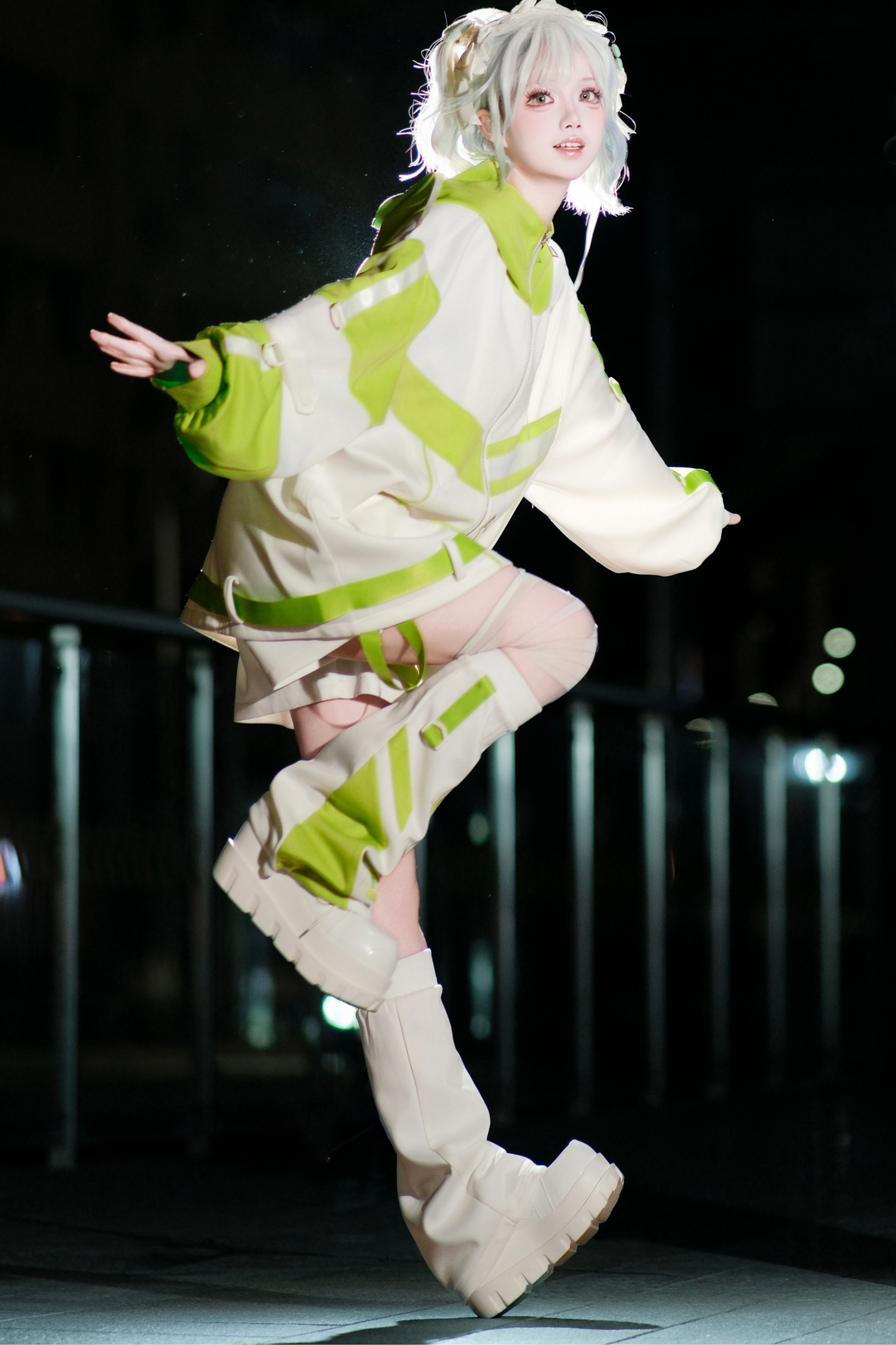 サイバーサブカルジャージジャケット+ショートパンツ+レッグカバー