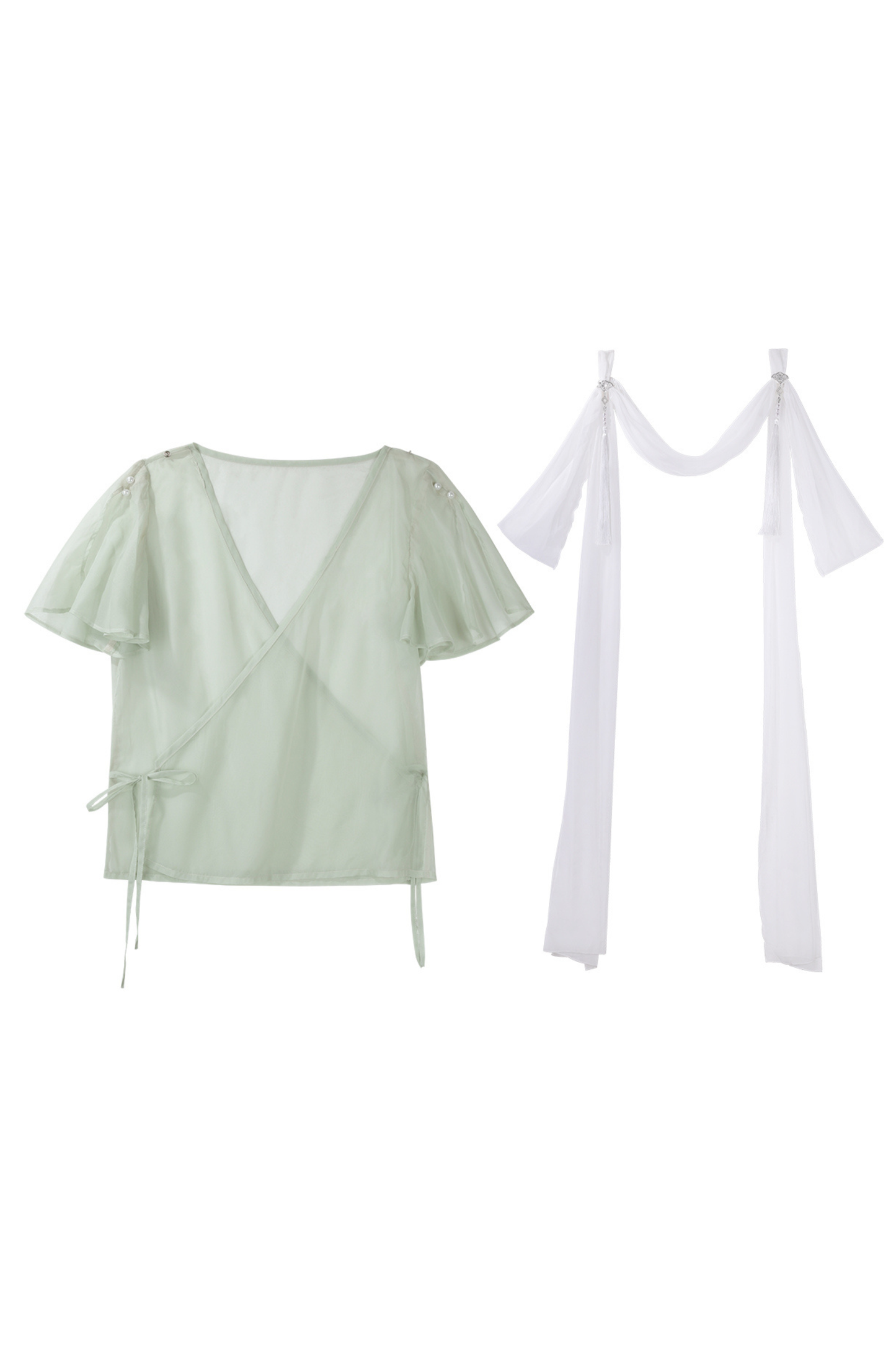 Forest Roman China Top + Outerwear + Skirt