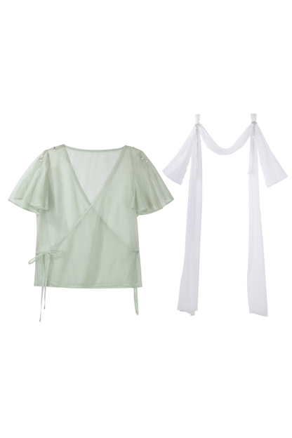 Forest Roman China Top + Outerwear + Skirt