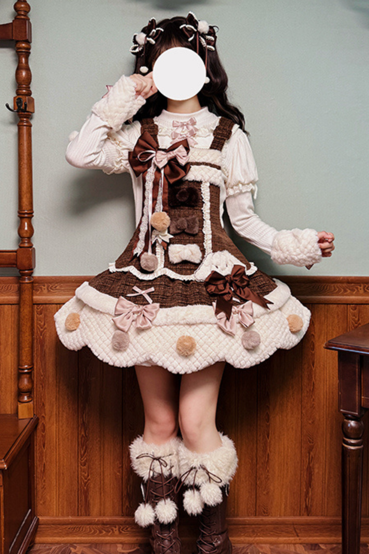 [Deadline for reservations: December 8] Floss Sugar Rabbit Fur Ball Ribbon Suspender Dress