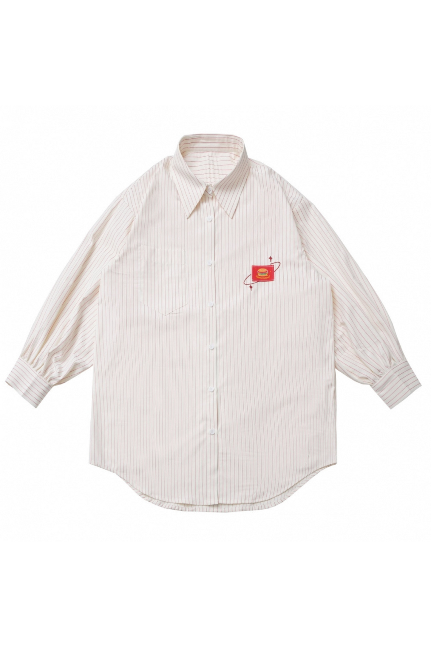 オーバーシャツ＋ノースリーブトップス＋ケーキスカート