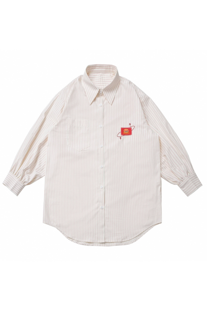 オーバーシャツ＋ノースリーブトップス＋ケーキスカート