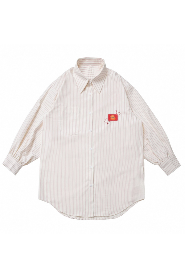 オーバーシャツ＋ノースリーブトップス＋ケーキスカート