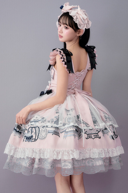 중국 디자인 플라잉 슬리브 로리타 원피스 + 리본