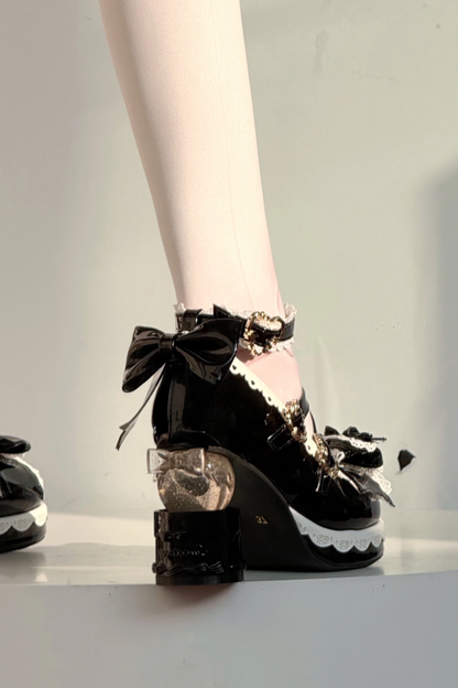 リボンレースロリータクリスタルヒール