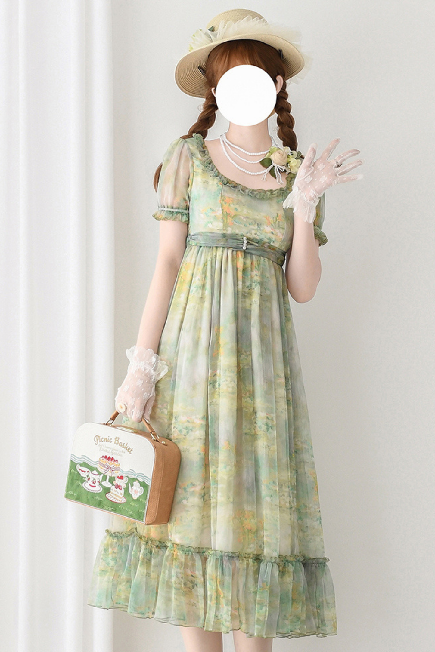 マーブルアートハイウエストマークロリータドレス