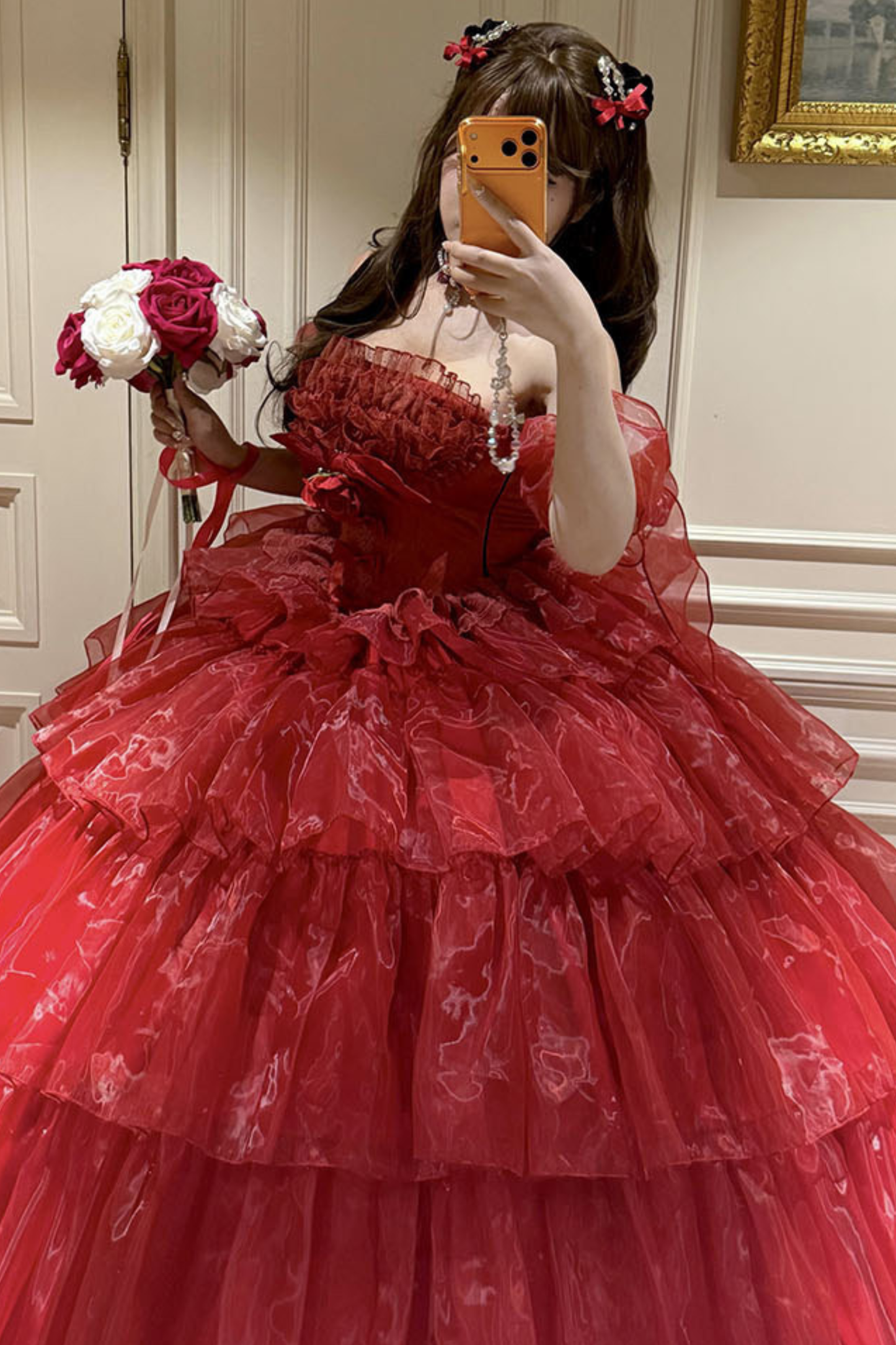 [3월 30일 예약마감] 우아한 무스 러브송 레드 원피스+소매