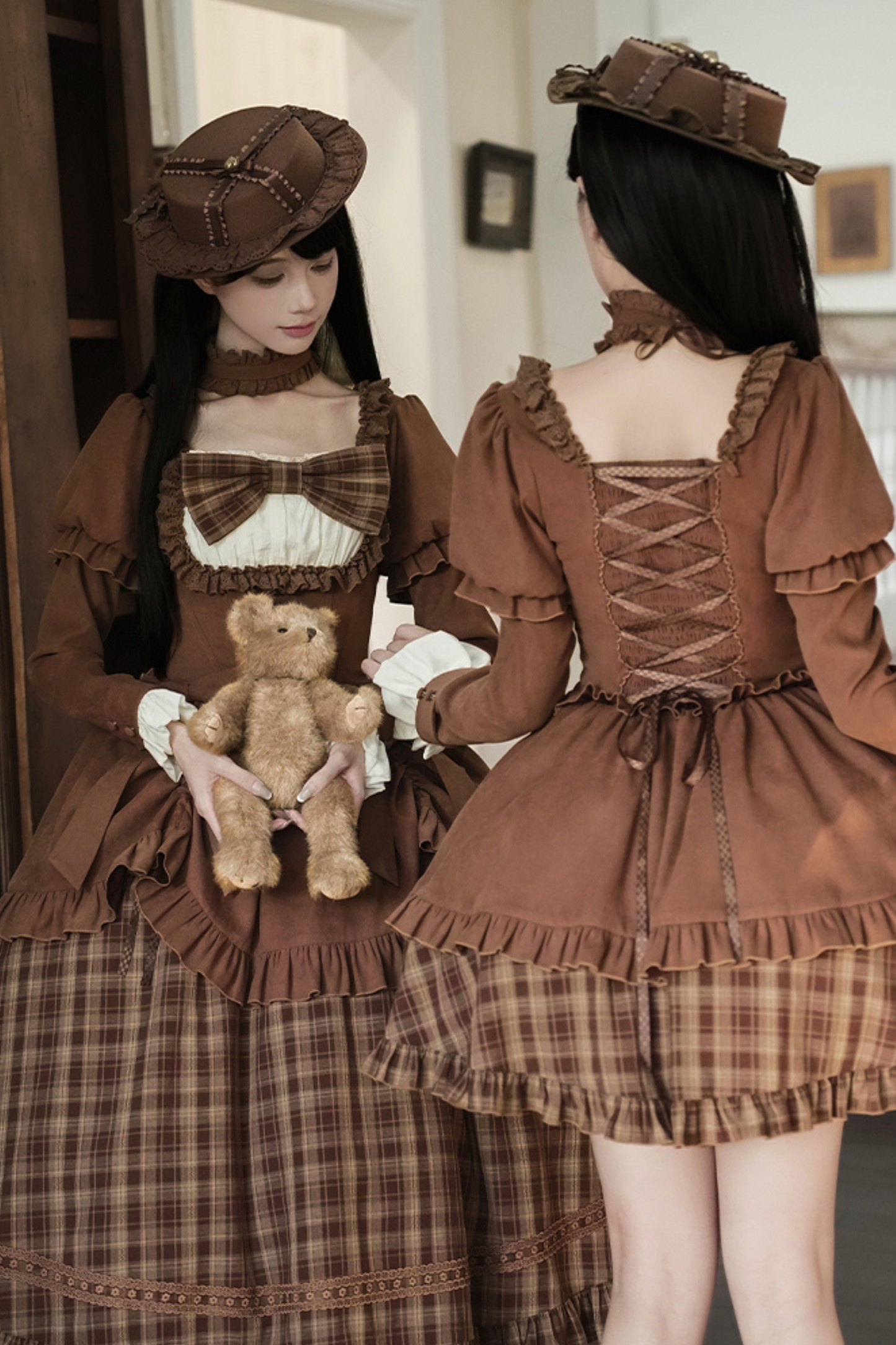 スイートチェックドールドレス＋2WAYリボン＋リボン＋ハット