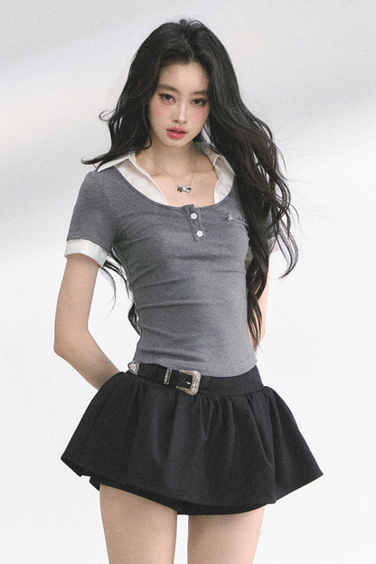 ストレートショルダーアメリカンシャツトップス