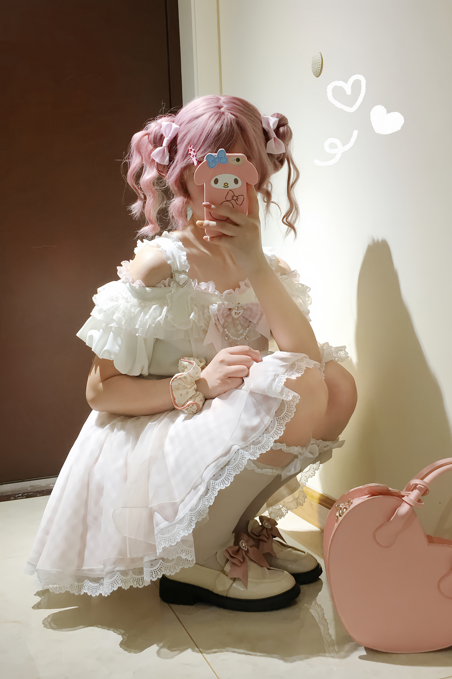 【予約商品】量産オフショルダートップス+ハイウエストスカート