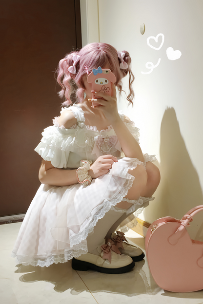 【予約商品】量産オフショルダートップス+ハイウエストスカート