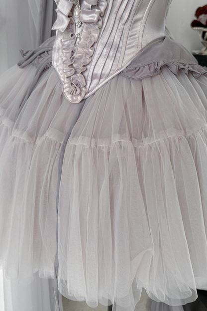 ビクトリアフラワーチューブトップス＋ショートスカート＋ロングスカート＋ガーゼスカート＋アームリング＋チョーカー