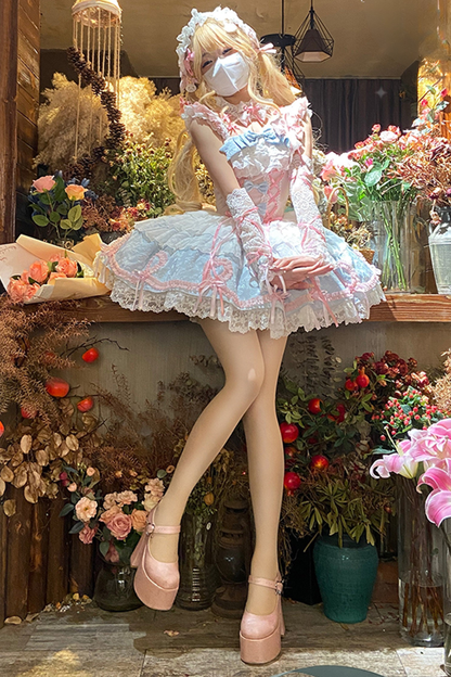 Butterfly Princess Lolita Dress + Petticoat + Clip + Frill Sleeve Shirt