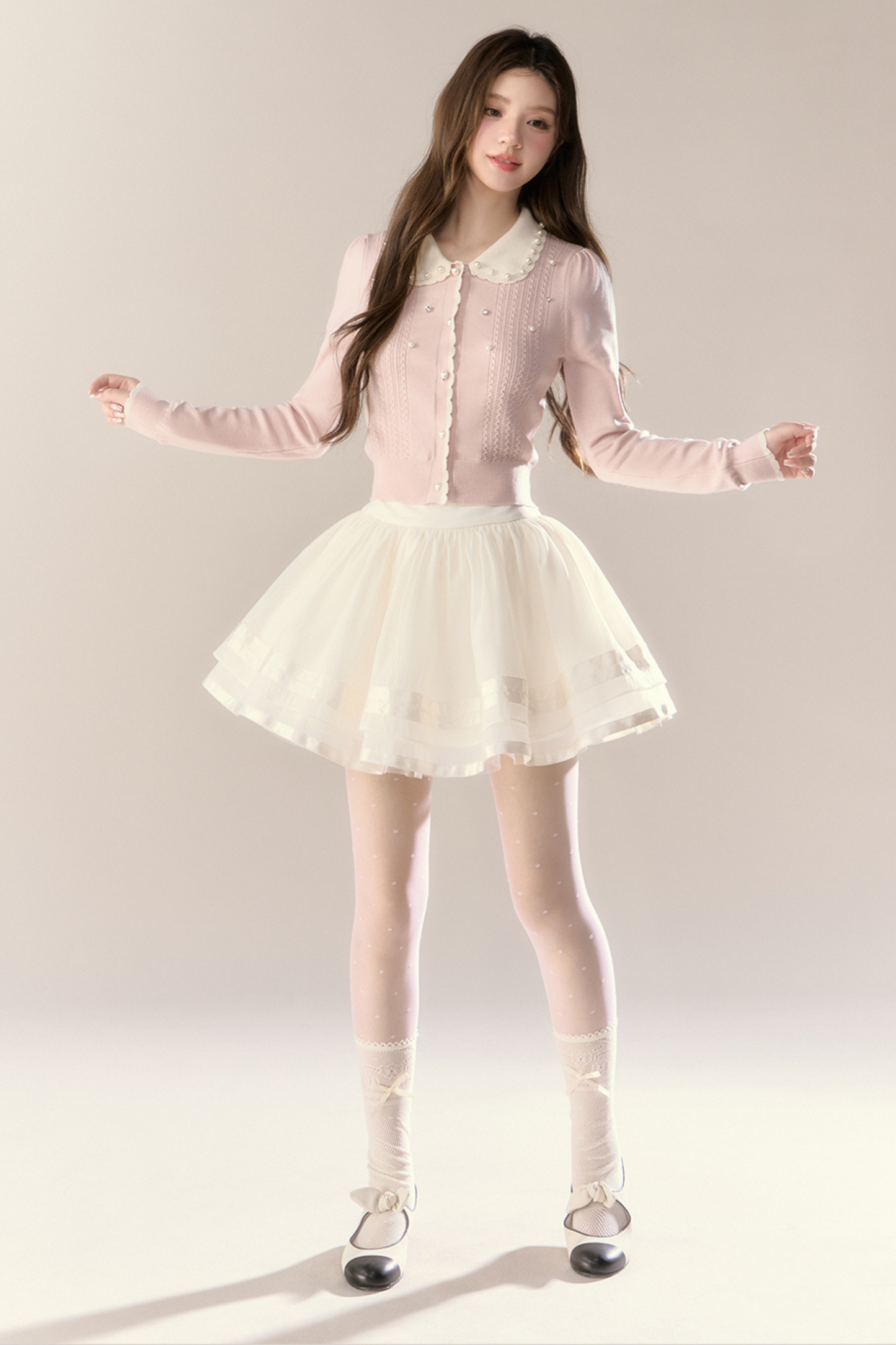 スイートアイランドドールカーディガン+タイトスカート