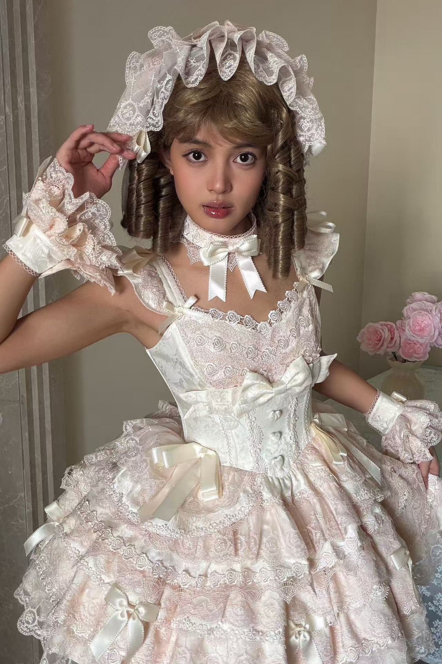 【予約商品】プリンセスバレエケーキロリータドレス+ヘアバンド+ネックレス+スリーブ+テール