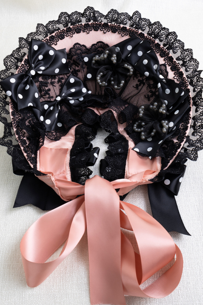 フリルリボンボンネット+ヘアバンド