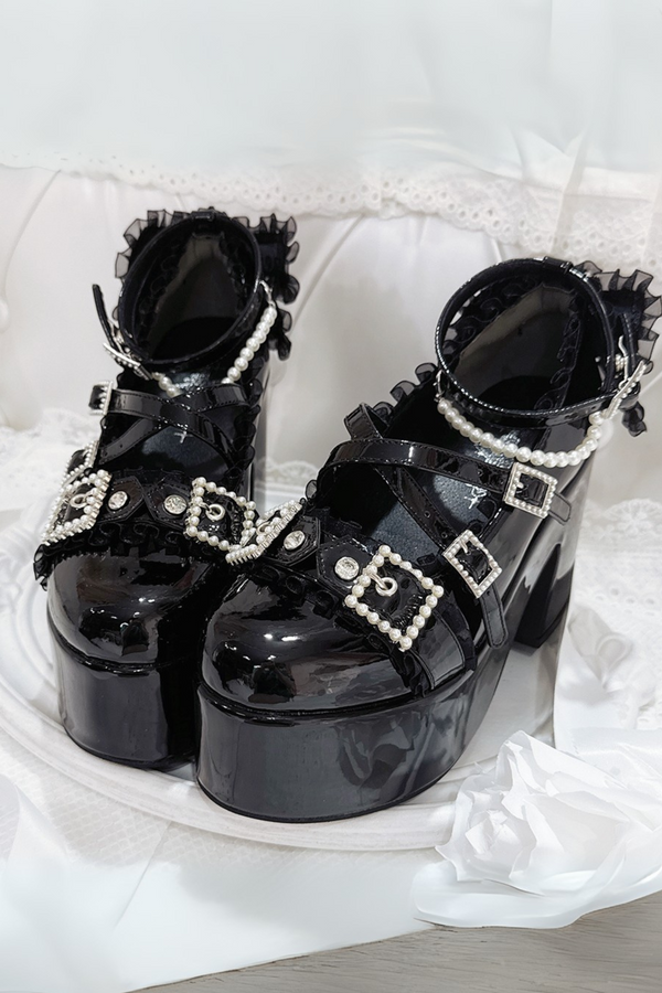 クロスベルトデザインシャイニーシューズ