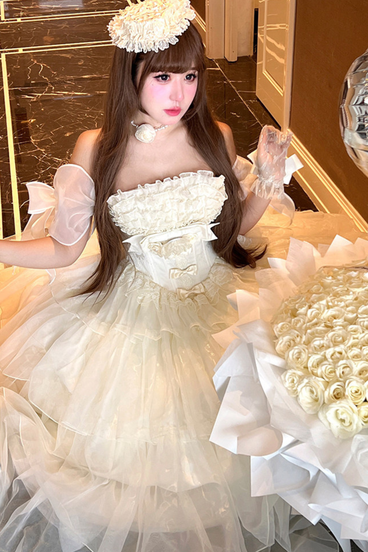 ファーストラブフローラルドレス+スリーブ