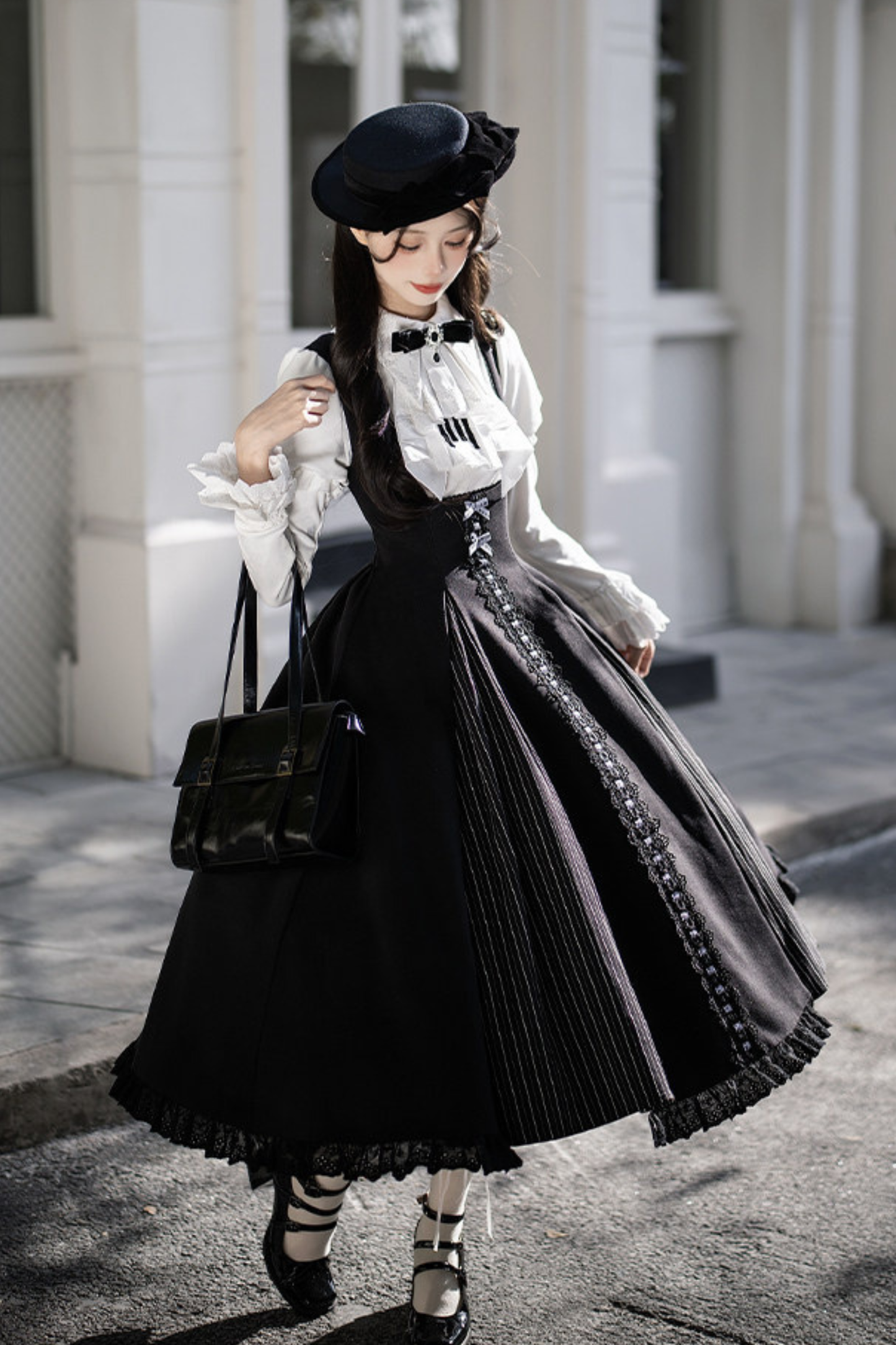 Six Sweet Lolita Flare Jumper Skirt + Top + Hat + Ribbon + Collar