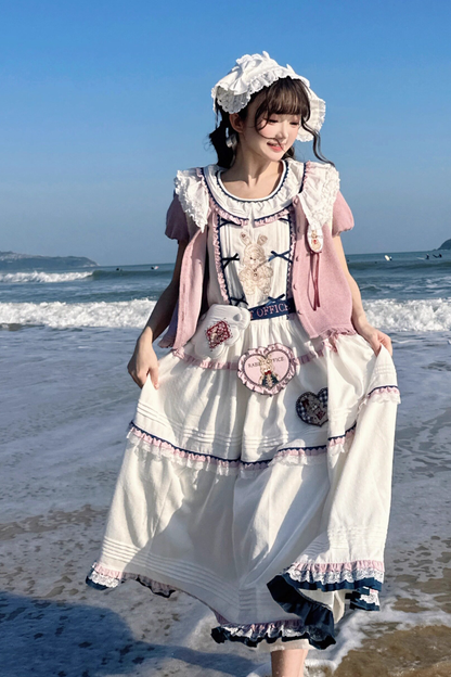 Retro Bear Puff Sleeve Dress + Sleeveless Dress