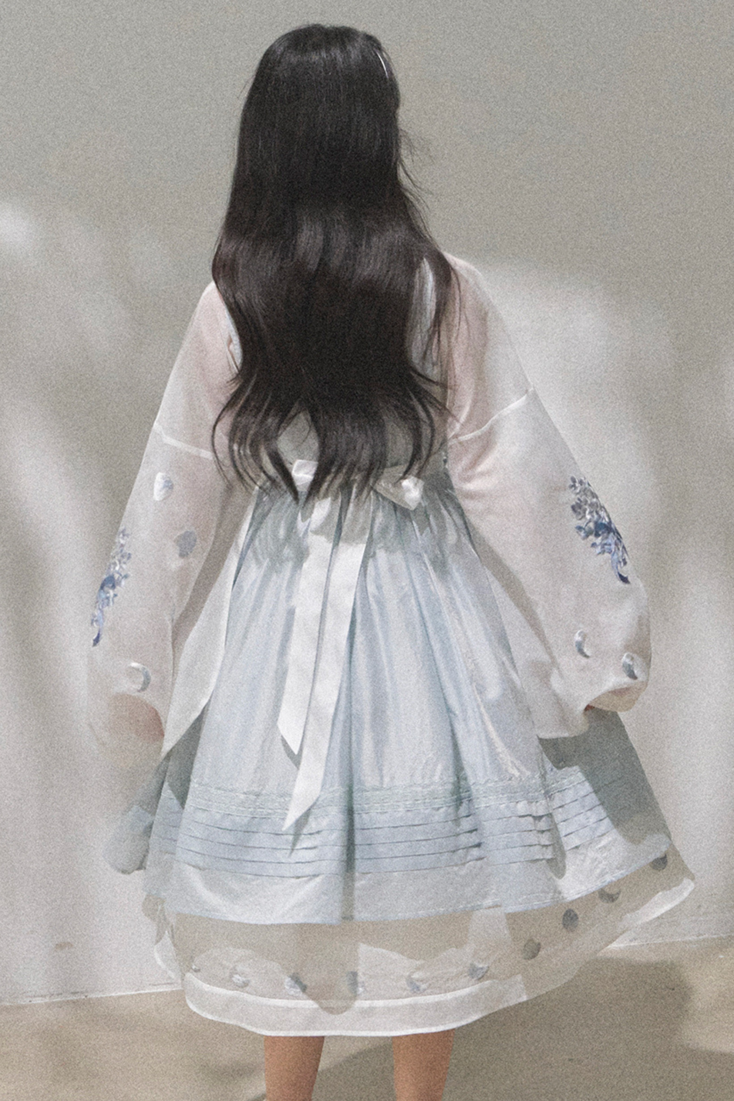 ピュアホワイトチャイナドレス+カバーエプロン+ベルト