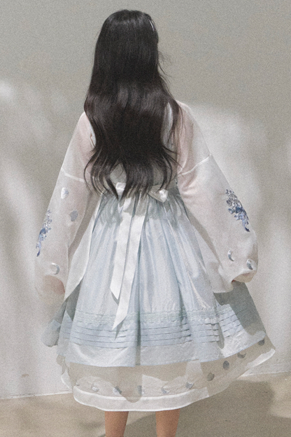 ピュアホワイトチャイナドレス+カバーエプロン+ベルト