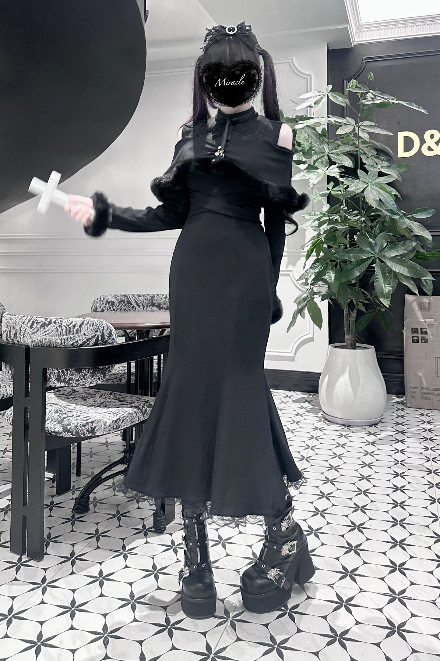 オフショルダークリアマーメイドワンピース