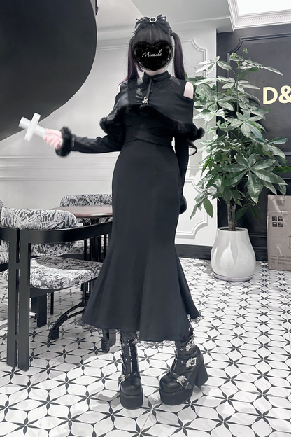 オフショルダークリアマーメイドワンピース