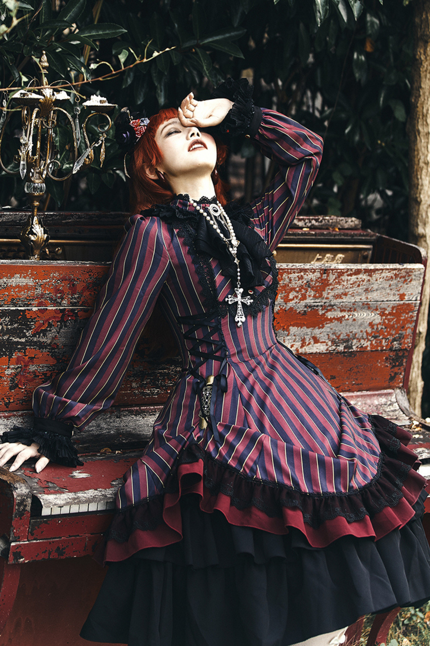 Retro Striped Elegant Gothic Lolita Dress