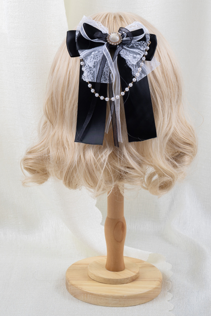 エレガントロリータボンネット+ヘアバンド+リボンクリップ+ハットクリップ+スリーブ