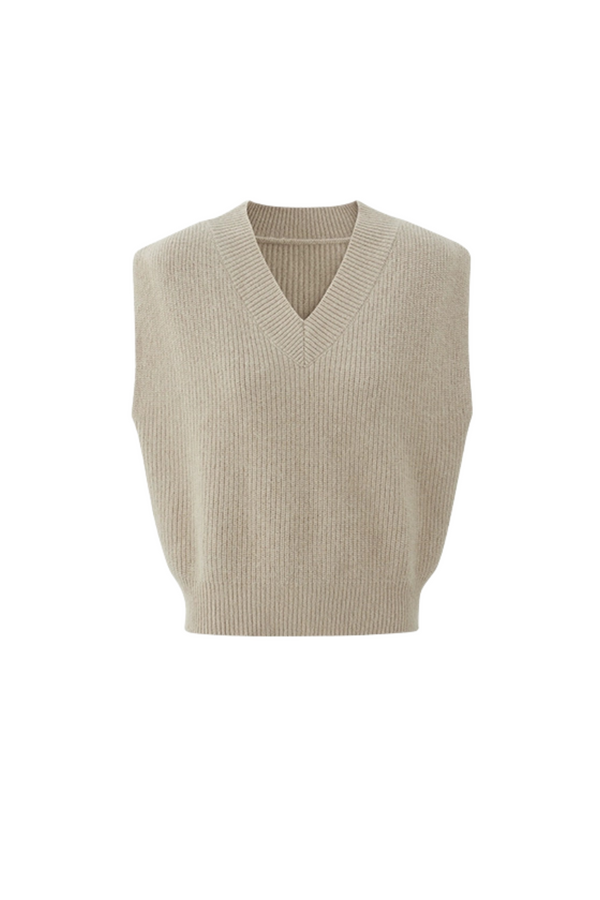 Fur Knit Vest + Striped Shirt